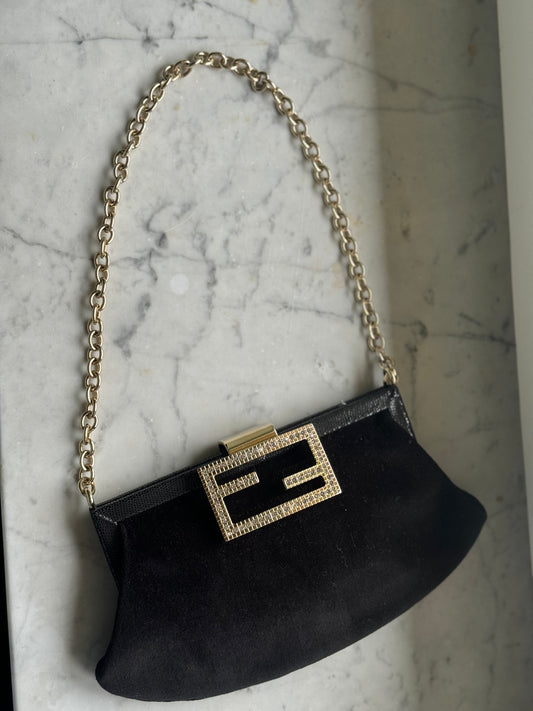 Fendi velvet/Satin Chain pochette