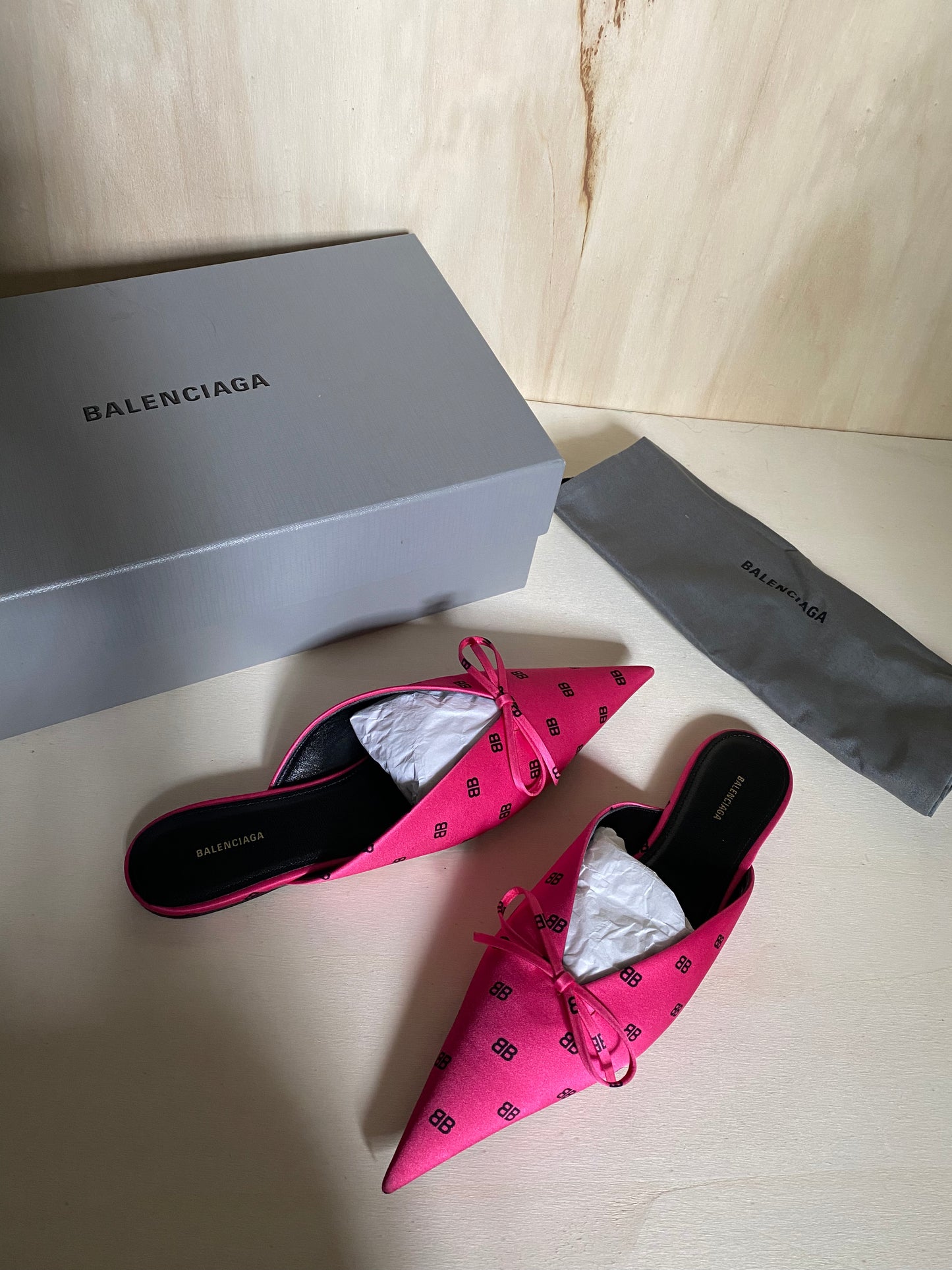 mules Balenciaga knife fucsia