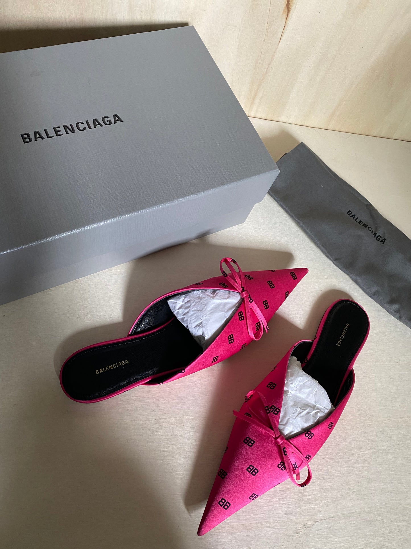 mules Balenciaga knife fucsia